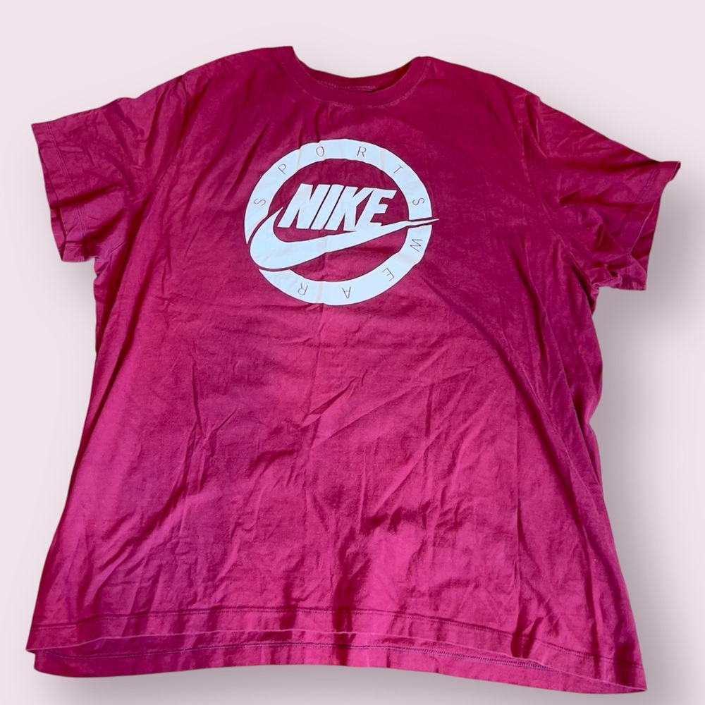 Nike Sportswear Burgundy Men’s Tee with White Logo